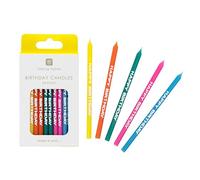 Talking Tables 24 x Bougies d'Anniversaire Multicolores - Bougies Fines Arc-en-Ciel pour Gateau, Happy Birthday, Jaune, Rose, Bleu, Vert, Orange