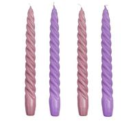 Talking Tables 4 x Bougies Torsadées en Spirale Décoratives - Lot de 4 Bougies de Table - Hauteur 25 cm - Rose et Violet - Style Italien