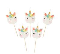 Talking Tables Lot de 5 Bougies Licorne, Décoration, Annversaire Enfants, Filles, Eén maat, Rose