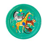 Talking Tables 8 Assiettes Jetables Enfants Thème Animaux Jungle Safari Zoo pour 1er Anniversaire Mixte Garçons Filles, 23 cm