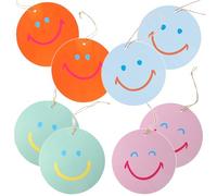 Talking Tables 8 x étiquettes cadeau anniversaire 10cm kraft visages souriants avec ficelle pour cadeaux bricolages remerciements étiquettes décoration emballage recyclé sans plastique