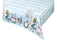 Talking Tables Alice in Wonderland Nappe en Papier Bleue - Nappe Jetable pour Fête du Chapelier Fou, Anniversaire, Baby Shower, Fête des Mères, 180 x 120cm