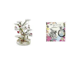 Talking Tables Alice in Wonderland | Présentoir Cupcake Décoration de Table & Talking Tables Serviettes de Tables en Papier Jetables de Fete de Theme Alice au Pays des Merveilles