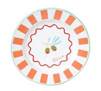 Talking Tables Assiette à Dîner en Émail Faite Main 25cm avec Design Olive Méditerranéen - Durable, Légère, Parfaite pour Repas Extérieur et Pique-nique