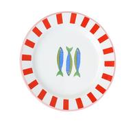 Talking Tables Assiette Émail Artisanale 20cm Design Poisson - Robuste Légère Parfaite Repas Plein Air Pique-nique Camping Vaisselle Été, Blanc