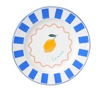 Talking Tables Assiette Émaillée Artisanale 25cm Motif Citron - Résistante pour Repas Extérieur et Pique-nique, Vaisselle d'Été