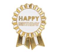 Talking Tables Badge Anniversaire Réutilisable Or et Blanc Rosette en Émail Métal pour Fille, Adulte, Enfant - Accessoire de Fête Élégant, Idéal 16e, 18e, 21e Anniversaire - 4,5 cm Diamètre