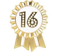 Talking Tables Badge Happy Birthday Or Blanc Émail Métal Rosette Réutilisable Accessoire Fille Adulte Enfant Seizième Sweet 16 Anniversaire 4.5 cm Diamètre