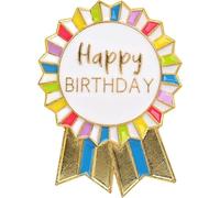 Talking Tables Badge Happy Birthday Rainbow Or Doré Émail Métal Rosette Réutilisable Accessoire Fille Adulte Enfant 16e 18e 21e Anniversaire 4.5 cm Diamètre (Lot de 2)