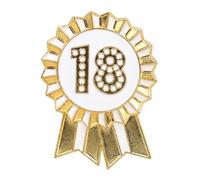 Talking Tables Badge Joyeux Anniversaire Or Blanc Émail Métal Rosette Réutilisable Accessoires pour Filles Adultes Enfants 18e Anniversaire Événement 4.5 cm de Diamètre