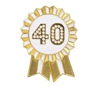 Talking Tables Badge Joyeux Anniversaire Or Blanc Émail Métal Rosette Réutilisable Accessoires pour Filles Adultes Enfants 40e Anniversaire Événement 4.5 cm de Diamètre