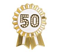 Talking Tables Badge Joyeux Anniversaire Or Blanc Émail Métal Rosette Réutilisable Accessoires pour Filles Adultes Enfants 50e Anniversaire Événement 4.5 cm de Diamètre