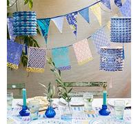 Talking Tables Blue Papel Picado Bunting 3 m | Guirlande Papier Géométrique Marocain Découpé pour Jardin Anniversaire Fiesta Mexicaine Cinco de Mayo & Encanto