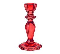 Talking Tables Bougeoir en Verre Rouge, Support de Bougie Conique, Centre de Table Décoratif pour Noël et Dîner, 16 cm
