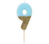 Talking Tables Bougie Anniversaire | Bougies Gâteau Anniversaire | Bougies Anniversaire Originales | Bougie Bleue | Bougie Chiffre 3 | Topper Gâteau Anniversaire | Paillettes Or et Bleu