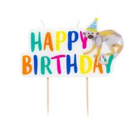 Talking Tables Bougie Anniversaire Jungle Safari - Decoration Gateau Singe Rigolo, Happy Birthday Multicolore, 2 Meches, 11 cm x 10 cm