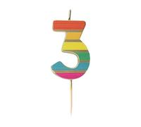Talking Tables Bougie d'Anniversaire Chiffre 3 Arc-en-Ciel pour Gâteaux Décoration Bougies Numériques Qualité Premium Fête Anniversaire Âge Milestone Hauteur 5,5 cm Emballage Recyclé