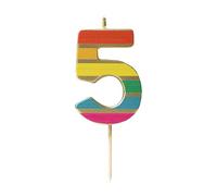 Talking Tables Bougie d'Anniversaire Chiffre 5 Arc-en-Ciel pour Gâteaux Décoration Bougies Numériques Qualité Premium Fête Anniversaire Âge Milestone Hauteur 5 5 cm Emballage Recyclé