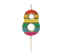 Talking Tables Bougie d'Anniversaire Chiffre 8 Arc-en-Ciel pour Gâteaux Décoration Bougies Numériques Qualité Premium Fête Anniversaire Âge Milestone Hauteur 5,5 cm Emballage Recyclé