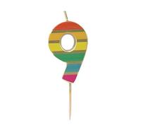 Talking Tables Bougie d'Anniversaire Chiffre 9 Arc-en-Ciel pour Gâteaux Décoration Bougies Numériques Qualité Premium Fête Anniversaire Âge Milestone Hauteur 5,5 cm Emballage Recyclé