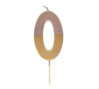 Talking Tables- Bougie Numéro 0 Or Décoration de gâteau qualité supérieure pour Enfants, Adultes, Adolescents, fête, Anniversaire, Rose/Gold, BDAY-CANDLE-GD-RO-0