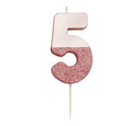 Talking Tables- Bougie numéro 5 à Paillettes en Or Rose | Décoration de gâteau de qualité supérieure Jolie, Scintillante | pour Les Enfants, Adultes, 50e, Anniversaire, Jalon