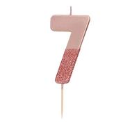 Talking Tables- Bougie numéro 7 à Paillettes en Or Rose | Décoration de gâteau de qualité supérieure Jolie, Scintillante | pour Les Enfants, Adultes, 7e, 70e, Anniversaire, Jalon