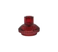 Talking Tables Burgundy Red Glass Candlestick Holder | Small Ribbed Candle Stand for Dinner Candles, Christmas Table Decorations, Home Décor Accessories, Indoor Or Outdoor Dinner Party, Wedding