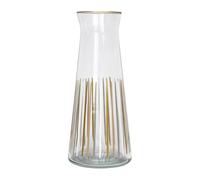 Talking Tables Carafe Pichet en Verre Rayé Blanc et Or, 25 cm à Col Étroit pour Réfrigérateur, Eau, Lait, Thé Glacé, Jus, Boisson, Vin