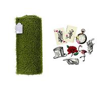 Talking Tables Chemin de Table 1,5m Herbe Artificielle Pièce Centrale de Table - Vert & Alice In Wonderland Grands Accessoires | Alice au Pays des Merveilles Décoration | 8 Pièces