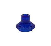 Talking Tables Cobalt Blue Glass Candlestick Holder - Small Ribbed Taper Candle Stand for Dinner Table, Home Decor, Wedding, Birthday & Party Centrepiece