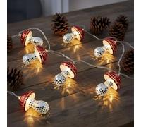 Talking Tables Disco Mushrooms Guirlande lumineuse 1,6 m en tissu 10 LED, rouge, fil argenté, décoration de chambre, Noël, mariage, Saint-Valentin, fête de fiançailles, fête prénuptiale,