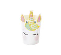 Talking Tables Gobelets en Papier Licorne - Lot de 8 Gobelets de Fête en Carton Résistant, Idéal Anniversaire Enfant, Détail Doré, Accessoire Décoration Table, 250 ml, Dimensions : 9 cm x 8 cm