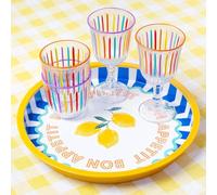 Talking Tables Grand Plateau de Service Rond Citron pour Boissons Snacks Condiments | Design Coloré Idéal Été BBQ Repas Jardin | en Fer-Blanc | 31cm