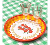Talking Tables Grand Plateau de Service Rond - Design Tomate Coloré pour Boissons, Snacks, BBQ, Repas Jardin | en Fer-Blanc | 31cm