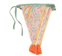 Talking Tables Guirlande en Tissu Boho Jaune et Orange avec Pompons - 3m | Guirlande de fanions de Drapeau Triangle, 100% Coton, décorations de fête d'été Paisley, Festival, décoration d'intérieur