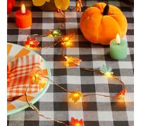 Talking Tables Guirlande lumineuse d'intérieur en forme de feuille d'automne pour Halloween, décoration d'intérieur, 16 LED à piles, longueur de la lumière 2 m