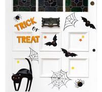 Talking Tables Halloween Door Stickers Indoor Home Decoration, Window Clings Decals, Webs, Spiders, Cats, Bats, Backdrop, Gift, Porch Décor, Spooky Halloween Decor for Home