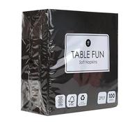 Talking Tables Lot de 100 serviettes en papier noir doux, serviettes de fête jetables pour anniversaire, Noël, mariages, restauration, vaisselle, fabriquées dans l'UE, 2 plis 33 cm