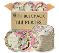 Talking Tables Lot de 144 assiettes jetables en carton sur le thème d'Alice au pays des merveilles, fournitures pour décoration de table d'anniversaire, fête prénatale, fête des mères, rose, taille 22