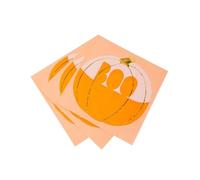 Talking Tables Lot de 16 serviettes en papier motif citrouille pour Halloween - Orange - Jetables - Pour fête, automne