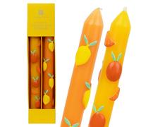 Talking Tables Lot de 2 bougies colorées peintes à la main en 3D Motif agrumes citron et orange Idéal pour un anniversaire ou la fête des mères 8 heures de combustion Écologique