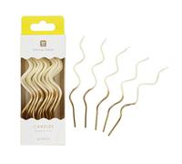 Talking Tables Lot de 20 bougies d'anniversaire torsadées dorées et blanches pour décoration de gâteaux avec grande spirale en cire pour les moments importants pour anniversaire de mariage, fête