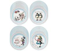 Talking Tables Lot de 24 assiettes en carton jetables Alice au pays des merveilles pour goûter, anniversaire, fête prénatale, journée mondiale du livre, 4 motifs de personnages, 23 cm
