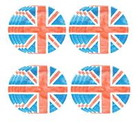 Talking Tables Lot de 24 assiettes jetables en papier Motif Union Jack King Charles - Décorations de table - Rouge, blanc, bleu