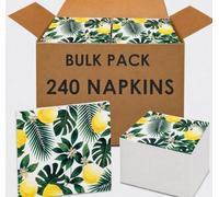 Talking Tables Lot de 240 serviettes en papier Citron Tropical Botanical Serviettes, Garden Party, BBQ, pique-nique, été, salle à manger Al Fresco, découpage, 33 cm x 33 cm