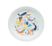 Talking Tables Lot de 8 assiettes en carton jetables en forme de sirène, solides, recyclables et respectueuses de l'environnement pour fête d'anniversaire d'enfants, décorations de fête sur le thème