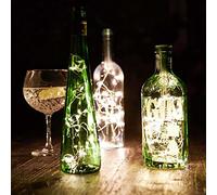 Talking Tables Lumières de bouchon de bouteille de vin en argent pour Noël | Décoration de table LED alimentée par batterie de 1 m, pièce maîtresse