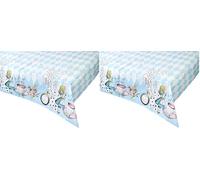 Talking Tables Nappe Jetable Bleue Alice au Pays des Merveilles - Papier Recyclable Chapelier Fou pour Anniversaire, Fête des Mères, Baby Shower - Bleu, 180 x 120 cm (Lot de 2)