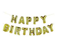 Talking Tables Party Time Banderole « Happy Birthday » Gonflable pour Fête d'Anniversaire et Festivités, Doré
